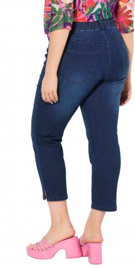 Ulla Popken Cropped Denim Look Stretch Fit Leggings Denim Blue - Kavbojke & Hlače v Velikih Številkah – Plus Size - 