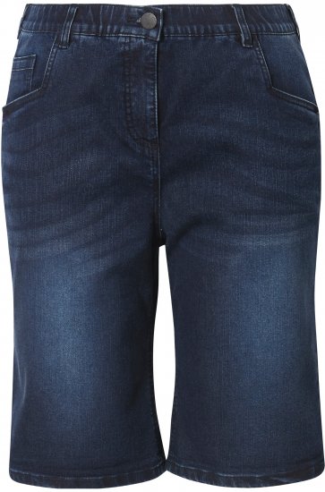 Ulla Popken Denim Wide Leg Elastic Waist Bermuda Shorts Denim Blue - Kavbojke & Hlače v Velikih Številkah – Plus Size - 