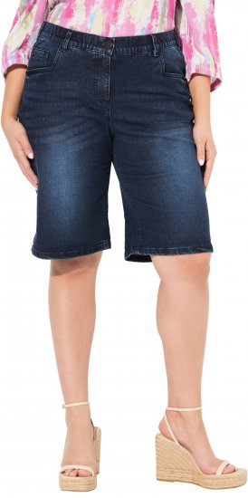 Ulla Popken Denim Wide Leg Elastic Waist Bermuda Shorts Denim Blue - Kavbojke & Hlače v Velikih Številkah – Plus Size - 