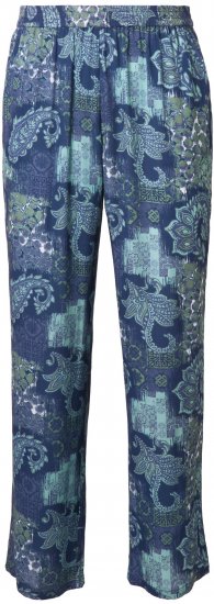 Ulla Popken Patchwork Paisley Elastic Waist Pants Blue - Kavbojke & Hlače v Velikih Številkah – Plus Size - 