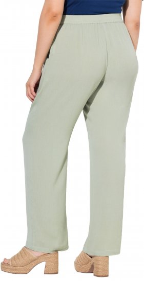 Ulla Popken Elastic Waist Crepe Pants Light Moss Green - Kavbojke & Hlače v Velikih Številkah – Plus Size - 
