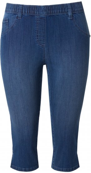 Ulla Popken Denim Elastic Waist Capres Blue Denim - Kavbojke & Hlače v Velikih Številkah – Plus Size - 