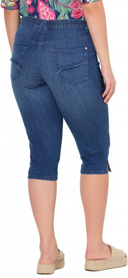 Ulla Popken Denim Elastic Waist Capres Blue Denim - Kavbojke & Hlače v Velikih Številkah – Plus Size - 