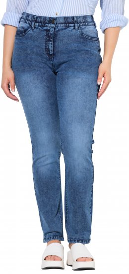 Ulla Popken Vintage Wash Stretch Fit Jeans Blue Denim - Kavbojke & Hlače v Velikih Številkah – Plus Size - 