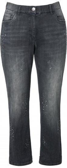 Ulla Popken Rivet Detail Stretch Fit Boyfriend Jeans Black - Kavbojke & Hlače v Velikih Številkah – Plus Size - 