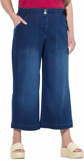 Ulla Popken Denim Culottes Denim Blue - Kavbojke & Hlače v Velikih Številkah – Plus Size - 