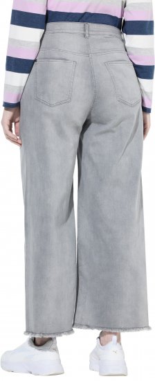 Ulla Popken Embroidered Wide Leg Fringed Hem Jeans Grey - Kavbojke & Hlače v Velikih Številkah – Plus Size - 