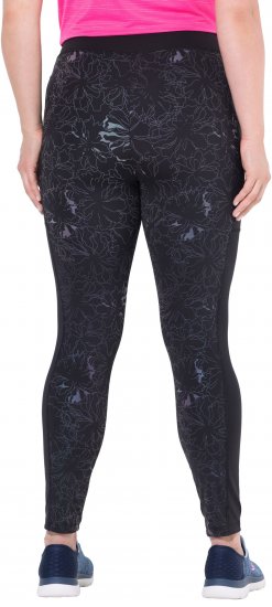 Ulla Popken Quick Drying Flower Print Leggings Black - Kavbojke & Hlače v Velikih Številkah – Plus Size - 