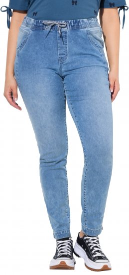 Ulla Popken Drawstring Jeggings Blue Denim - Kavbojke & Hlače v Velikih Številkah – Plus Size - 