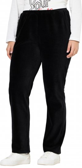 Ulla Popken Corduroy Elastic Waist Pants Black - Kavbojke & Hlače v Velikih Številkah – Plus Size - 