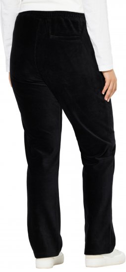Ulla Popken Corduroy Elastic Waist Pants Black - Kavbojke & Hlače v Velikih Številkah – Plus Size - 