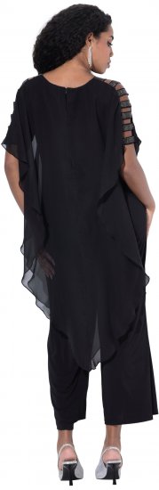 Ulla Popken Layered Chiffon Wrap Jumpsuit Grey - Kavbojke & Hlače v Velikih Številkah – Plus Size - 