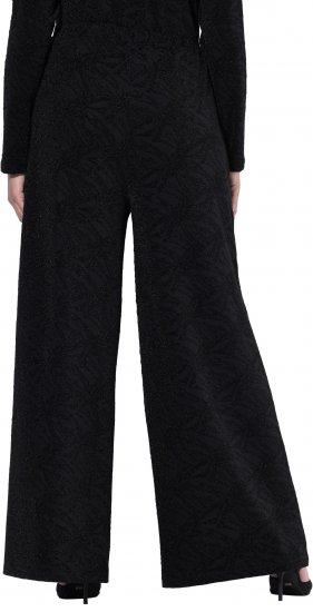 Ulla Popken Wide Leg Elastic Waist Glitter Pants Black - Kavbojke & Hlače v Velikih Številkah – Plus Size - 