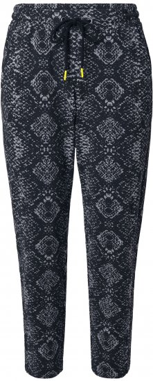 Ulla Popken Snake Print Elastic Waist Joggers Black - Kavbojke & Hlače v Velikih Številkah – Plus Size - 