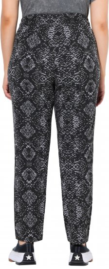 Ulla Popken Snake Print Elastic Waist Joggers Black - Kavbojke & Hlače v Velikih Številkah – Plus Size - 