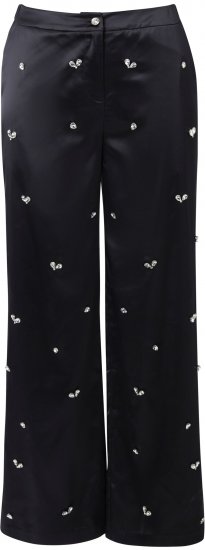 Ulla Popken Rhinestone Detail Comfort Waist Pants Black - Kavbojke & Hlače v Velikih Številkah – Plus Size - 