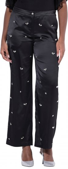 Ulla Popken Rhinestone Detail Comfort Waist Pants Black - Kavbojke & Hlače v Velikih Številkah – Plus Size - 