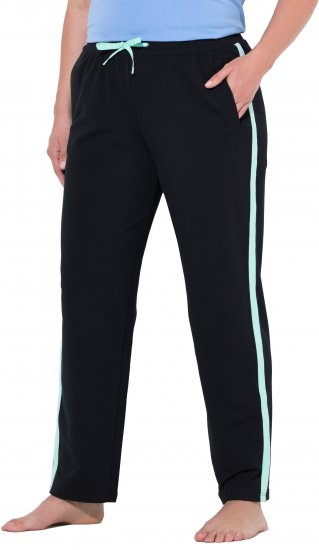 Ulla Popken Side Stripe Elastic Waist Joggers Black - Kavbojke & Hlače v Velikih Številkah – Plus Size - 