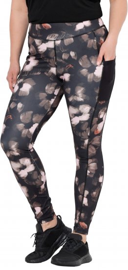Ulla Popken Abstract Print Quick Dry Sports Leggings Black - Kavbojke & Hlače v Velikih Številkah – Plus Size - 
