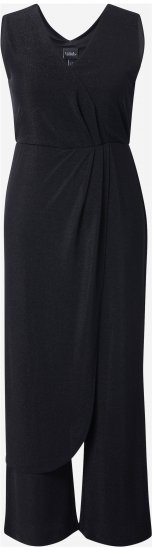 Ulla Popken Draped Sleeveless Glitter Jumpsuit Navy - Kavbojke & Hlače v Velikih Številkah – Plus Size - 