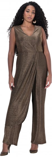 Ulla Popken Draped Sleeveless Glitter Jumpsuit Pearl White - Kavbojke & Hlače v Velikih Številkah – Plus Size - 