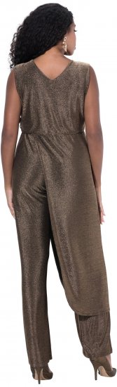 Ulla Popken Draped Sleeveless Glitter Jumpsuit Pearl White - Kavbojke & Hlače v Velikih Številkah – Plus Size - 