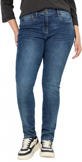 Ulla Popken Decorative Stitched Slim Leg Stretch Fit Jeans Blue Denim - Kavbojke & Hlače v Velikih Številkah – Plus Size - 