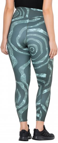 Ulla Popken Quick Drying Ripple Print Sport Leggings Black - Kavbojke & Hlače v Velikih Številkah – Plus Size - 