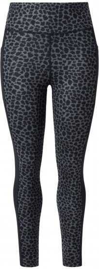 Ulla Popken Quick Drying Leopard Print Sport Leggings Black - Kavbojke & Hlače v Velikih Številkah – Plus Size - 
