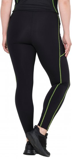 Ulla Popken Neon Seam Quick Drying Performance Leggings Black - Kavbojke & Hlače v Velikih Številkah – Plus Size - 