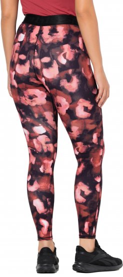 Ulla Popken Abstract Flower Print Performance Leggings Red - Kavbojke & Hlače v Velikih Številkah – Plus Size - 