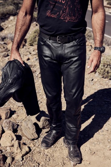 JP1880 Leather Pants Regular Fit Finest Lamb Nappa Black - Kavbojke & hlače - Moške Kavbojke in Hlače za Močnejše Postave