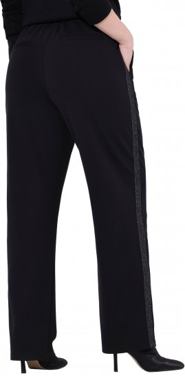 Ulla Popken Rose Wide Leg Stretch Waist Trousers Black - Kavbojke & Hlače v Velikih Številkah – Plus Size - 