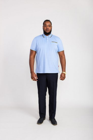 D555 Talbot Pique with Jacquard Collar Polo Shirt Blue - Polo majice - Moške Polo Majice za Močnejše Postave