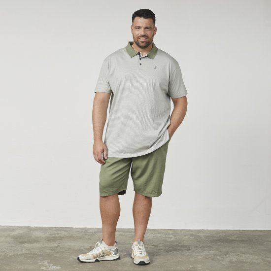 North Latitude 61136 Črtasta Prejasto Barvana Polo Majica Olivno Zelena - Polo majice - Moške Polo Majice za Močnejše Postave