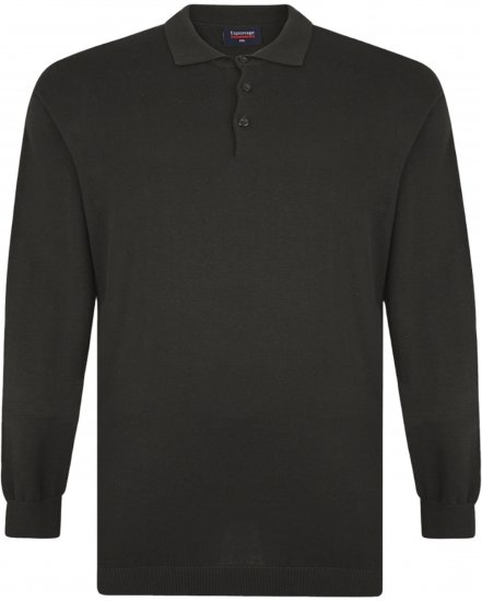 Espionage KW058 Knit Polo Jumper Black - Polo majice - Moške Polo Majice za Močnejše Postave