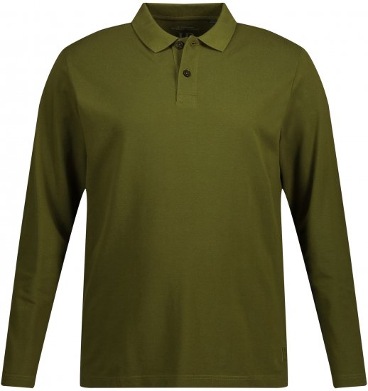 JP1880 Polo Shirt Basic Long Sleeve Pique Moss Green - Polo majice - Moške Polo Majice za Močnejše Postave