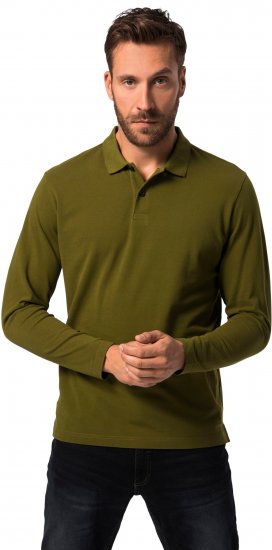 JP1880 Polo Shirt Basic Long Sleeve Pique Moss Green - Polo majice - Moške Polo Majice za Močnejše Postave