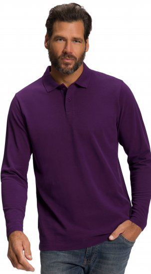 JP1880 Polo Shirt Long Sleeve Pique Purple - Polo majice - Moške Polo Majice za Močnejše Postave