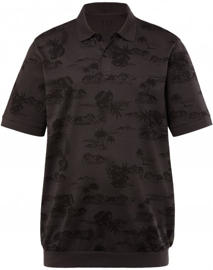 JP1880 Pique with All-over Print Polo Shirt TALL Black - TALL polo majice - TALL polo majice za visoke moške