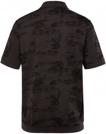 JP1880 Pique with All-over Print Polo Shirt TALL Black - TALL polo majice - TALL polo majice za visoke moške