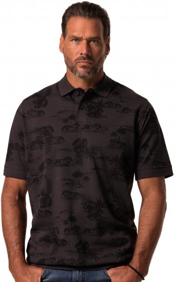 JP1880 Pique with All-over Print Polo Shirt TALL Black - TALL polo majice - TALL polo majice za visoke moške