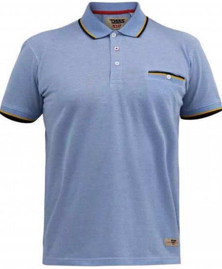 D555 Talbot Pique with Jacquard Collar Polo Shirt Blue - Polo majice - Moške Polo Majice za Močnejše Postave