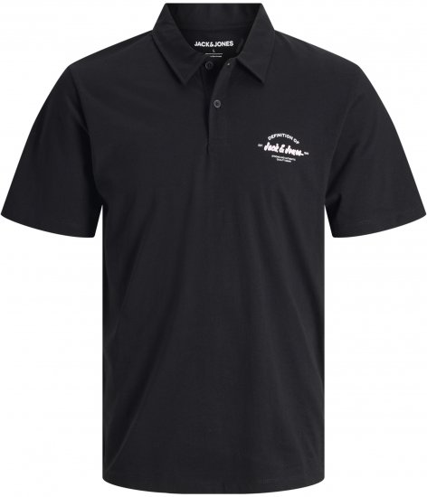 Jack & Jones Brandon Short Sleeve Polo Black - Polo majice - Moške Polo Majice za Močnejše Postave
