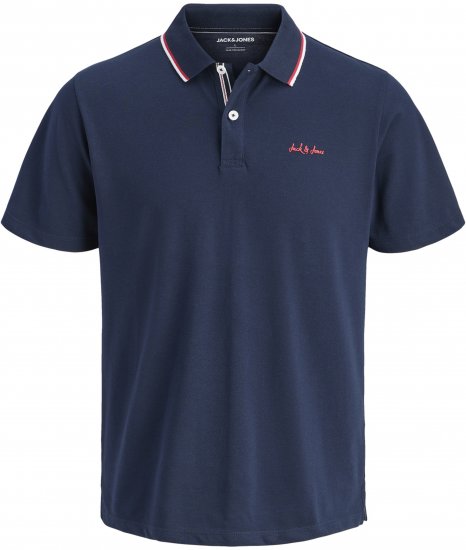 Jack & Jones Blaze Short Sleeve Polo Navy - Polo majice - Moške Polo Majice za Močnejše Postave