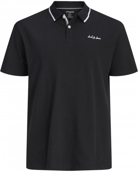 Jack & Jones Blaze Short Sleeve Polo Black - Polo majice - Moške Polo Majice za Močnejše Postave