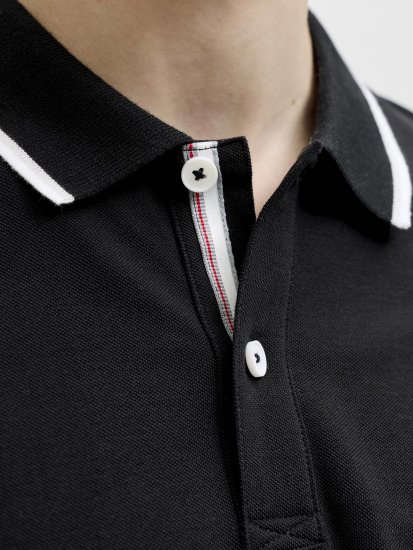 Jack & Jones Blaze Short Sleeve Polo Black - Polo majice - Moške Polo Majice za Močnejše Postave