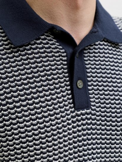 Jack & Jones Blukingsley Knitted Short Sleeve Polo Navy - Srajce - Moške srajce za Močnejše Postave