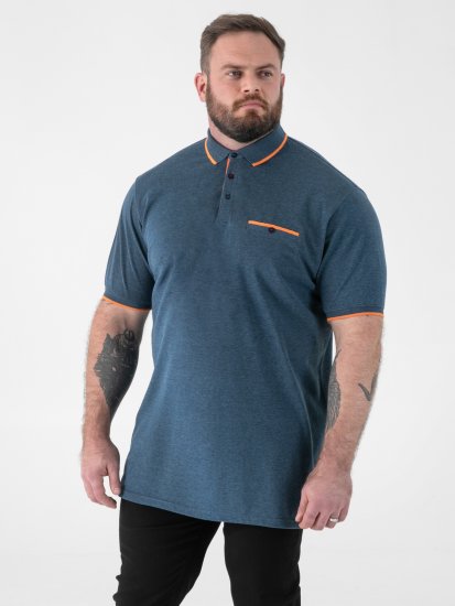D555 Harvey Pique with Jacquard Collar & Cuffs Polo Teal - Polo majice - Moške Polo Majice za Močnejše Postave