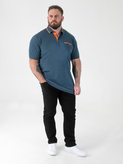D555 Harvey Pique with Jacquard Collar & Cuffs Polo Teal - Polo majice - Moške Polo Majice za Močnejše Postave